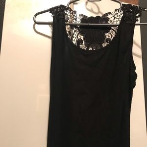 Black tank top with lace back size L fitted